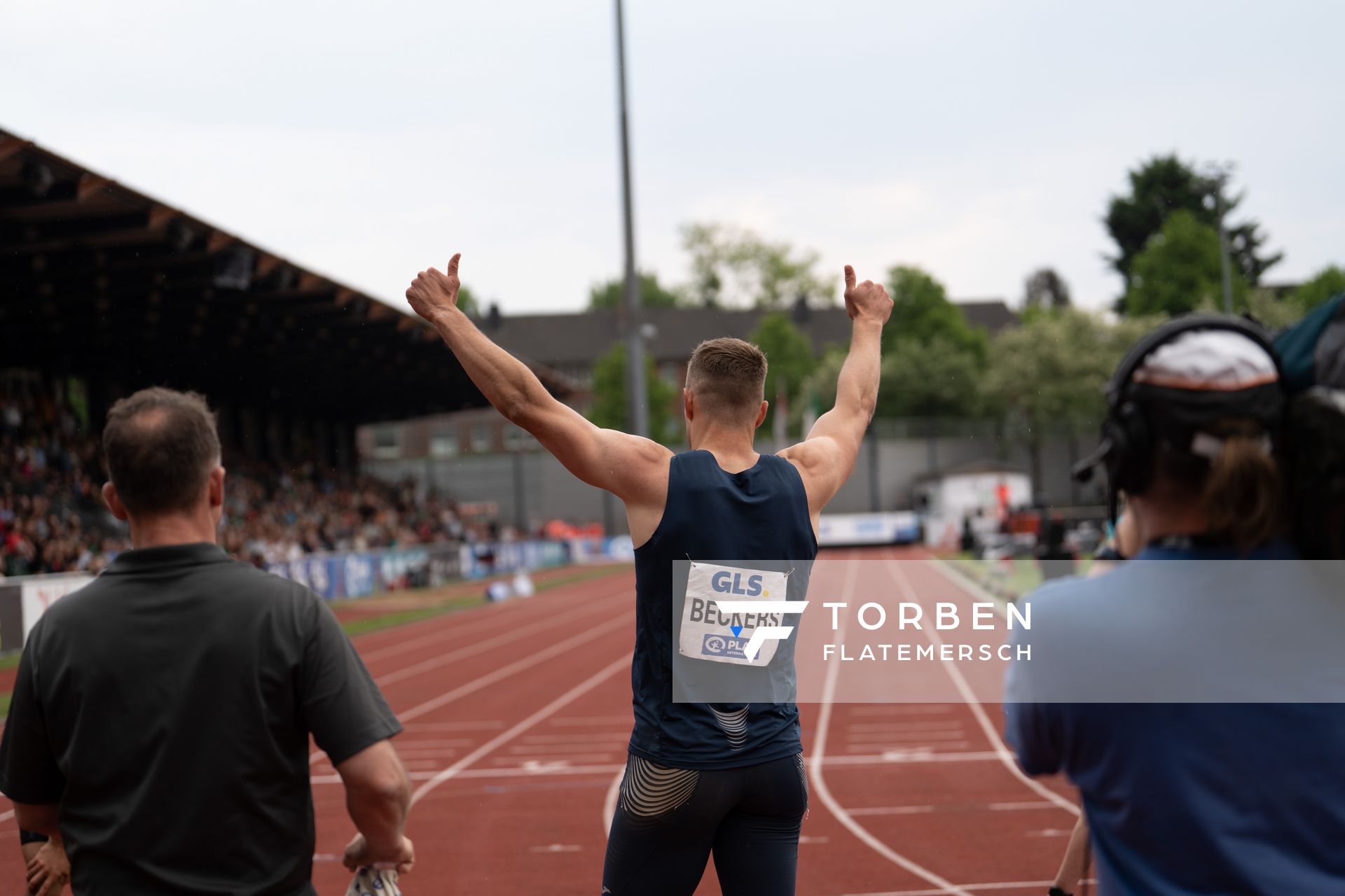 Nico Beckers (LAV Bayer Uerdingen/Dormagen) beim 400m Zieleinlauf am 07.05.2022 beim Stadtwerke Ratingen Mehrkampf-Meeting 2022 in Ratingen